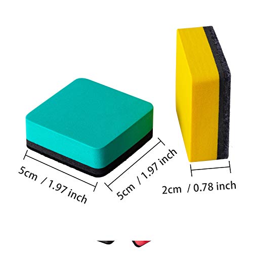 Favourde 48 Pack Magnetic Whiteboard Dry Erase Erasers Chalkboard Cleansers for Classroom, Home and Office (4-Color, 1.97 x 1.97 Inch) - color: 4-color