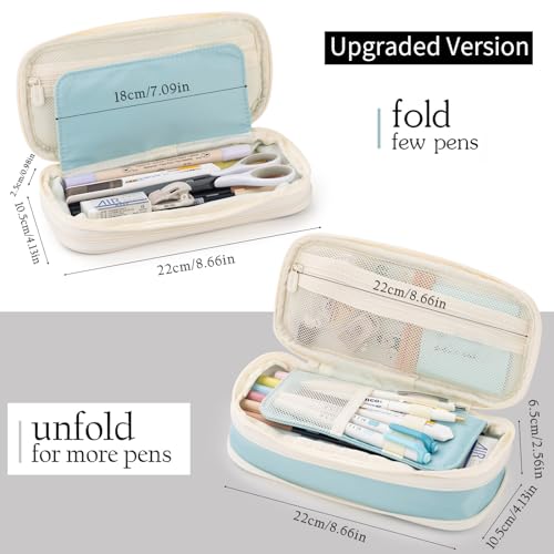 EASTHILL Big Capacity Pencil Case Large Pencil Pouch Stationery Pen Bag for Teen Girls-Blue - color: Blue