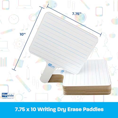Flipside Products Rectangular Lined Dry Erase Answer Paddles, Double-Sided, Auction, Handheld Whiteboard, Handle Response Board, Classroom Dry Erase, Writing Practice, Pack of 12 - style: 12 Pack