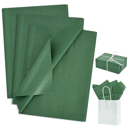 BEISHIDA 100 Sheets Forest Green Tissue Paper Bulk, Wrapping Tissue Paper for Gift Bags, 14 x 20 Inch Gift Wrap for Birthday Wedding Graduation DIY Crafts Holiday Flowers - color: forest green