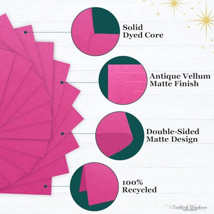Cardstock Warehouse Pop Tone Razzle Berry Pink Cardstock Paper – 50 Sheets, 8.5 x 11" - 65 lb / 175 GSM Premium Pink Card Stock for Die-cutting, Crafts, Printing, Card Making and DIY Projects - color: Razzleberry Pink