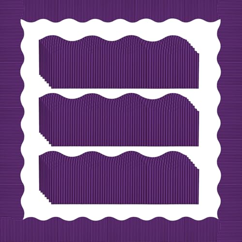 Containlol 118ft Corrugated Bulletin Board Borders, Purple Ribbed Scalloped Borders Trim, Poster Board Decoration for Summer Back to School Classroom Office Chalkboard Whiteboard Wall - color: Purple, size: 118ft