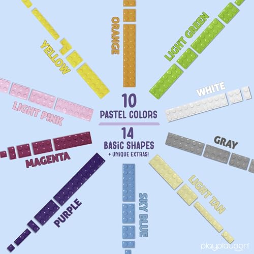 Play Platoon 1100 Piece Building Bricks Play Set, 10 Pastel Colors Bricks, Includes Wheels, Tires, Axles, Windows & Door Pieces - color: 1,100 Pieces - Pastel Colors