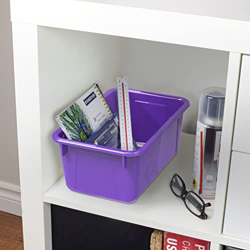 Storex Small Cubby Bins – Plastic Storage Containers for Classroom, 12.2 x 7.8 x 5.1 inches, Purple, 5-Pack (62419U05C) - color: Purple, style: Bin Only