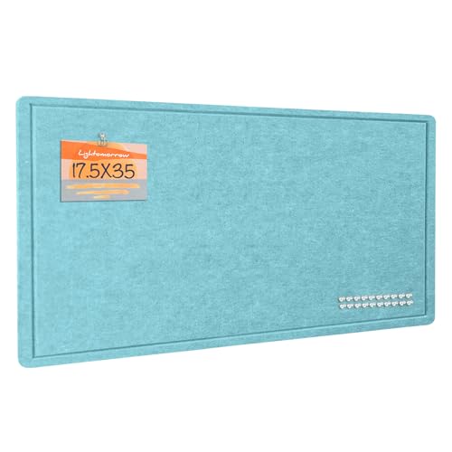 Lightomorrow Bulletin Board, 35 x 17 1/2 inches Felt Board - Decorative Pin Board, Cork Board Alternative for Wall, Foldable Self-Adhesive Vision Board Prayer Board with 20 Pushpins-Turqoise Blue - color: Turquoise Blue, size: 17.5" x 35"