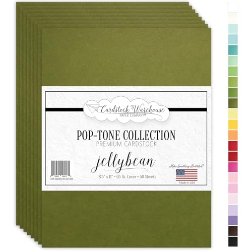 Cardstock Warehouse Pop-Tone Jellybean Green Cardstock Paper – 50 Sheets, 8.5 x 11" - 65 lb / 175 GSM Premium Green Card Stock for Die-cutting, Crafts, Printing, Card Making and DIY Projects - color: Jellybean Green
