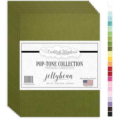 Cardstock Warehouse Pop-Tone Jellybean Green Cardstock Paper – 50 Sheets, 8.5 x 11" - 65 lb / 175 GSM Premium Green Card Stock for Die-cutting, Crafts, Printing, Card Making and DIY Projects - color: Jellybean Green