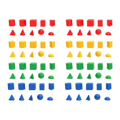 DuskHaven 80 Pieces Geometric Solid Blocks 3D Shapes Pattern Blocks Math Manipulatives Multicolor PP Material Suitable for Early Childhood