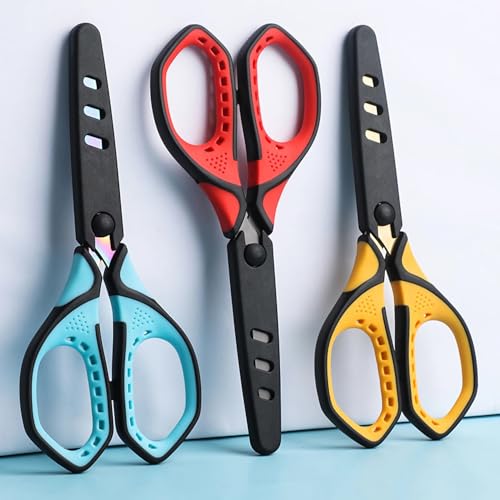 Jasni 3 Pack Teflon blackening Non-Stick Premium 7.5" Titanium No Rust Super Sharp Scissors Shears Soft Comfort-Grip for Office School Home Art Craft DIY student paper Sewing Fabric (Blue) - color: Blue