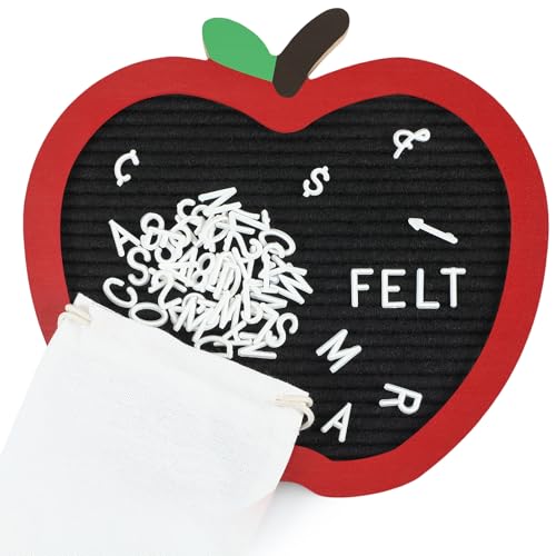 Changeable Felt Letter Board with Letters Back to School Supplies First Day of School Sign 1st Baby Announcement, Message Board Kindergarten Preschool Classroom Decor Farmhouse Milestones Kids(Apple) - style: Apple