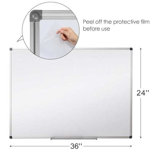 XIWODE 24x36 Inch Magnetic Dry Erase Whiteboard, Silver Aluminum Frame Wall-Mounted, No Ghosting Anti-Stain Easy Clean for Home School Office Conference Room - color: Silver, size: 24x36 Inches