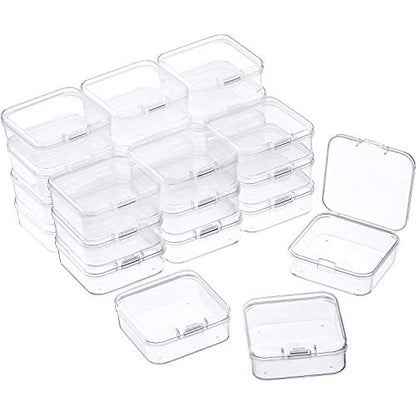 24 Packs Small Clear Plastic Beads Storage Containers Box with Hinged Lid for Storage of Small Items, Crafts, Jewelry, Hardware(2.12 x 2.12 x 0.79 Inches) - size: 2.12 x 2.12 x 0.79 Inches