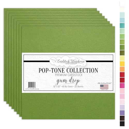Cardstock Warehouse Pop-Tone Gumdrop Green Cardstock Paper – 25 Sheets, 12 x 12" - 65 lb / 175 GSM Premium Green Card Stock for Die-cutting, Crafts, Scrapbooking, Card Making and DIY Projects - color: Gumdrop Green