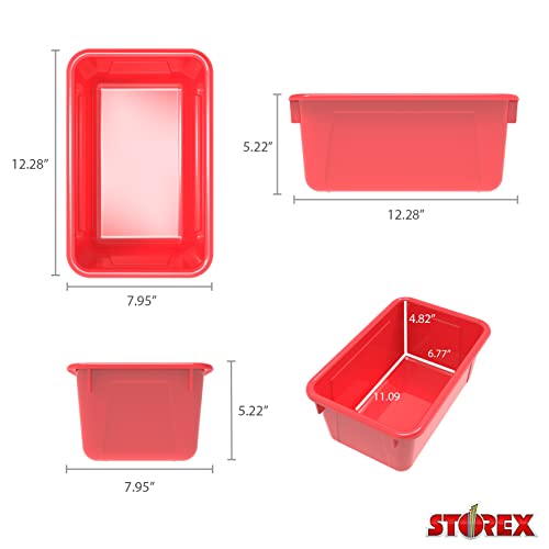 Storex Small Cubby Bins, Pack of 5, 12.2 x 7.8 x 5.1 Inches, Red (62415U05C) - color: Red, style: Bin Only
