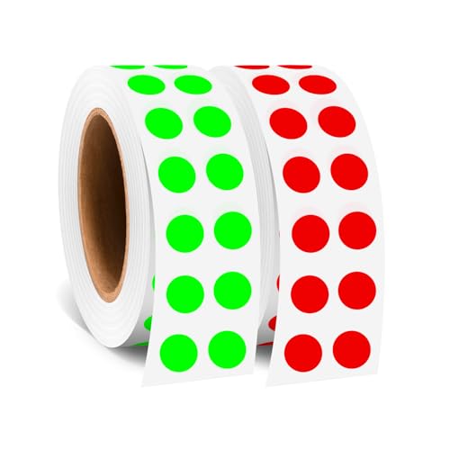0.25 Inch Round Color Coding Labels - 2 Rolls, 2000 PCS, Small Circle Dot Stickers - Color Dots for Organization, Color Code Stickers for Classroom - color: Fluorescent Green Red, size: 2 Rolls-2000PCS