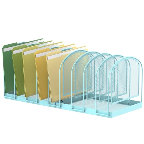 SUPEASY File Organizer 9-Section Mesh Desk Organizer, Upright File Organizer Desktop Organizer File Sorter, File Folder Holder for Office Supplies, Blue - color: Blue, size: 9 Section
