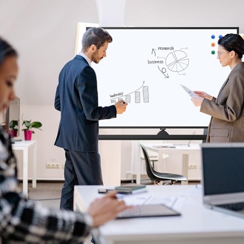 Rolling Whiteboard, 48 x 32 Inches Magnetic White Board with Stand, Double-Sided Large Standing Dry Erase Board on Wheels, Height-Adjustable Mobile Dry Erase Board for Office, Home, Classroom - color: Black - Upgraded, size: 48"x32"