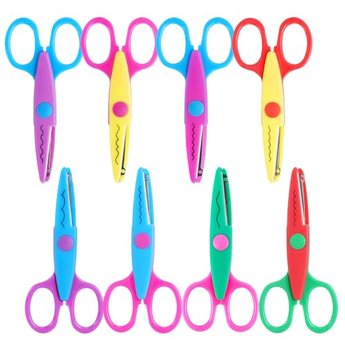 UCEC 8 Pack Craft Scissors with Decorative Edges | , ABS Resin Paper Edging Scissors Set with 8 Unique Zig-Zag Patterns for Scrapbooking, Card Making, and Kids Arts and Crafts - color: 8 Pack