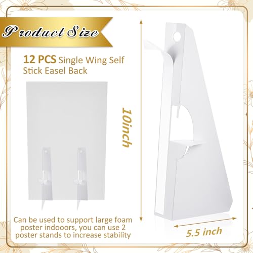 Marspark Poster Stand Self Stick Easel Back Poster Board Stand Convenient Peel and Stick Self Adhesive Easels Display Cardboard Sign (10 Inch,White,12 Pack) - color: White, size: 10 Inch