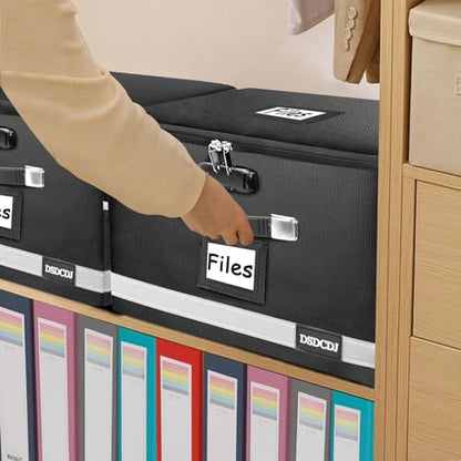 Upgraded Fireproof File Box with Stay-Open Straps, Fireproof Document Box with Lock, Portable File Organizer Filing Cabinet with Handles for Hanging Letter/Legal Folder, 15.5" x 12.3" x 10.5" - size: 15.5" x 12.3" x 10.5", style: Black 1 Pack-3300°F Box w