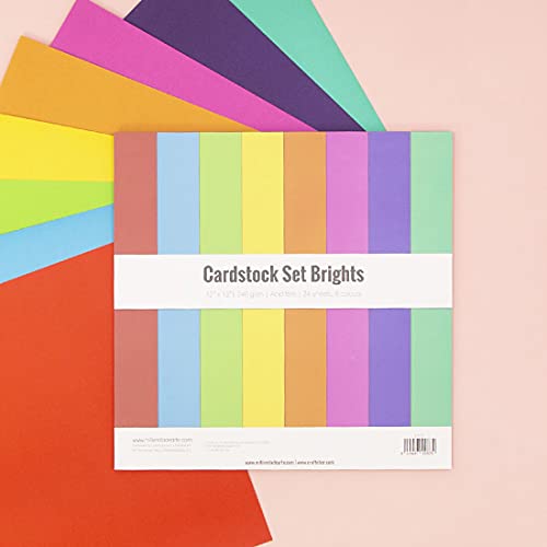 Craftelier - Cardstock Set Brights | Pack of 24 Double Sided Cardstock for Card Making, Scrapbooking and Craft Projects | Weight 240 grams | Size 30,48 cm x 30,48 cm (12" x 12") - color: Brights, size: 12" x 12"