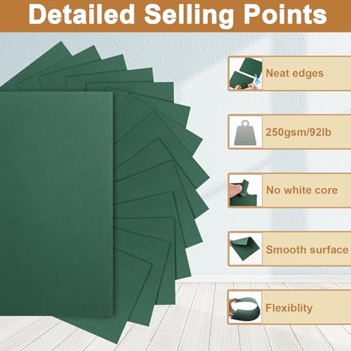 Silunkia 28 Sheets Dark Green Cardstock 8.5 x 11 Craft Paper, 92lb Heavyweight Christmas Green Card Stock for DIY Cards Making, Invitations, Thank You Cards, Birthday, Menus - color: Green, size: 28 Sheets