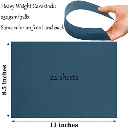 24 sheets Navy Blue Cardstock Paper 8.5 x 11 Inches for DIY Cards, Invitations, Scrapbooking and Other Crafts(250gsm/92lb) - color: Navy Blue