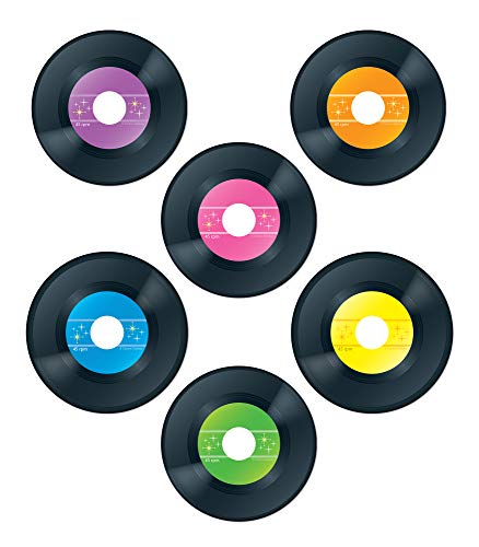 Carson Dellosa 45-Piece Records Paper Cutouts, Colorful Cardstock Disco Groovy Party Decorations, Retro Cut-Outs for Bulletin Board, Birthday, 70's & 80's, and Classroom Decor - style: Records