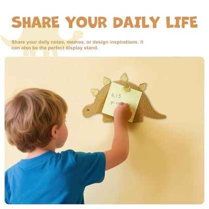 YOBRO Cork Board Set - Cactus & Dinosaur Push Pins Wall Organizer | Memo Bulletin Board with Easy Peel-Stick Mount | Fun Office & Kids Room Decor (Stegosaurus Design) - style: Stegosaurus Design