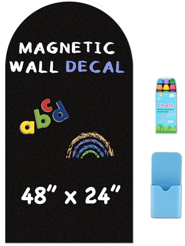 Arch Magnetic Wall Decal - 48" x 24" Matte Finish Chalkboard Sticker for Wall - Magnetic Board for Playroom, Home Classroom(Black) - color: Black, size: 48"W x 24"H