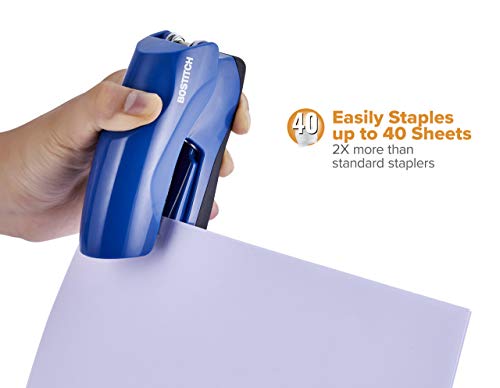Bostitch Office Heavy Duty Stapler, 40 Sheet Capacity, No Jam, Half Strip, Fits into the Palm of Your Hand, For Classroom, Office or Desk, Navy Blue - color: Navy Blue, style: Compact