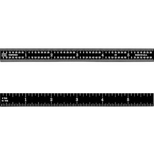 PEC Tools 12" Stainless Steel Flexible Metal Ruler with Black Chrome Finish, 4R Graduaction (1/8", 1/16", 1/32", 1/64"), High-Contrast Imperial Machinist Rule, Easy to Read, Made in USA - color: Black Chrome-Flexible, size: 12"