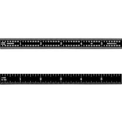 PEC Tools 12" Stainless Steel Flexible Metal Ruler with Black Chrome Finish, 4R Graduaction (1/8", 1/16", 1/32", 1/64"), High-Contrast Imperial Machinist Rule, Easy to Read, Made in USA - color: Black Chrome-Flexible, size: 12"