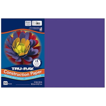 Tru-Ray® Construction Paper, 50% Recycled, 12" x 18", Purple, Pack Of 50 - color: Purple, size: 12" x 18", style: 50 Count (Pack of 1)