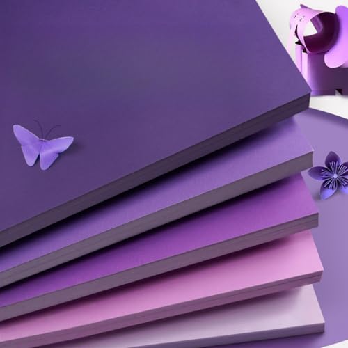 KYMY Purple Colored Cardstock Paper, 30 Sheets A4 Heavy Weight Card Stock 92lb/250gsm, 5 Assorted Purple Shades Thick Cardstock for Crafts, Card Making, Invitation, Scrapbooking, DIY Printing Project - color: Purple