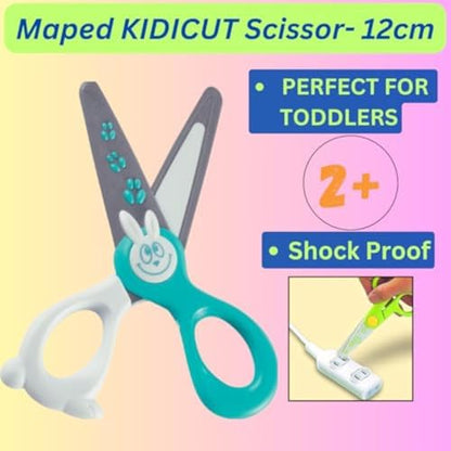 Maped 키디컷 안전 가위, 어린이용, 12.1 cm (4.75 인치), 뭉툭한 끝, 오른손 및 왼손잡이용 (037800) - size: 4.75 Inch