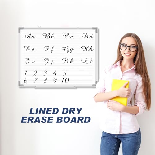 Lincia Magnetic Dry Erase Whiteboard with Lines, 24" x 18" White Board Planner for Wall, Planning Board Ruled Dry Erase Whiteboard with Aluminum Frame for Back to School Classroom Home Office(Line) - style: Line