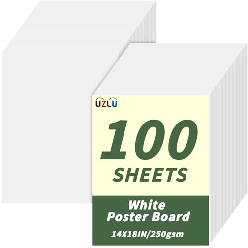 100 Pcs 14 x 18 In Poster Board White Poster Board Paper Bulk 250 GSM Thickness Vision Boards Smart PosterBoard for Drawing School Arts Craft Projects Presentations Scrapbooking Blank Graphic Display - color: white, size: 14 x 18 in-100 sheets