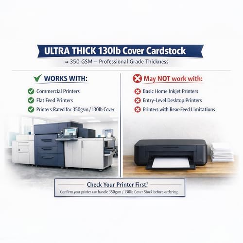 100 Sheets 13" x 19" Extra Heavy Duty Cardstock Paper – 130lb Cover (350gsm), 17pt (0.45mm) Thick Heavyweight Bright White Card Stock, Inkjet & Laser Printer Compatible, Made in USA - size: 100 Sheets