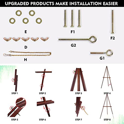 Conda 63" Wooden Tripod Artist Display Easel with Tray, A-Frame Adjustable Easel Stand for Wedding Sign, Foldable Easels for Painting Canvas, Display & Posters