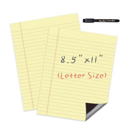 Magnetic Dry Erase Board – 8.5”x11” Reusable Lined Dry Erase List Board Pcs – Marker Included - style: Yellow 2 Pcs
