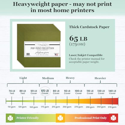 Cardstock Warehouse Pop-Tone Jellybean Green Cardstock Paper – 25 Sheets, 12 x 12" - 65 lb / 175 GSM Premium Green Card Stock for Die-cutting, Crafts, Scrapbooking, Card Making and DIY Projects - color: Jellybean Green