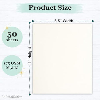 Cardstock Warehouse Pop-Tone Whip Cream Card Stock Paper - 50 Sheets, 8.5 x 11" - 65 lb / 175 GSM Premium Cream Card Stock for Die-cutting, Crafts, Printing, Card Making and DIY Projects - color: Whip Cream