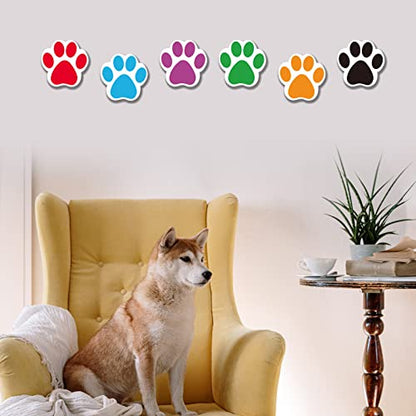 2000 PCS Colorful Paw Prints Stickers Dog Cat Bear Paw Dog Stickers for Laptop Reward Sticker Stationery Teacher for Student (1 Inch, 4 Rolls 6 Colors)