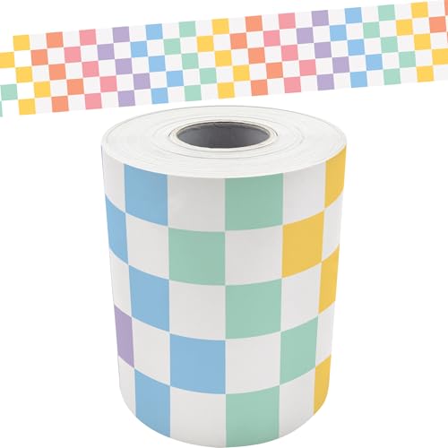 Teacher Created Resources Cool for School Checkers Straight Rolled Border Trim - 50ft - Decorate Bulletin Boards, Walls, Desks, Windows, Doors, Lockers, Schools, Classrooms, Homeschool & Offices