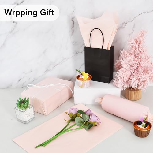 BEISHIDA 100 Sheets Grey Pink Tissue Paper Bulk, Wrapping Tissue Paper for Gift Bags, 14 x 20 Inch Gift Wrap for Valentine Birthday Wedding Graduation DIY Crafts Holiday Flowers - color: grey pink