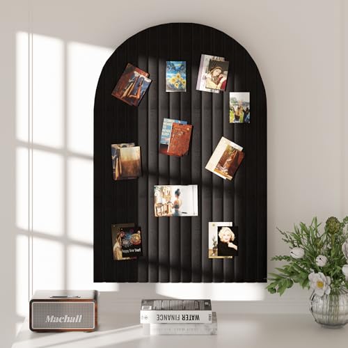 Felt Bulletin Board 35" x 24", Cork Board Alternative with 30 Push Pins | 3 Customizable Modular Decorative Felt Pin Board, Vision Board for Office Home Bedroom Wall Decor, Photo Picture Display - color: Black, size: Arched- 35 x 24 Inches