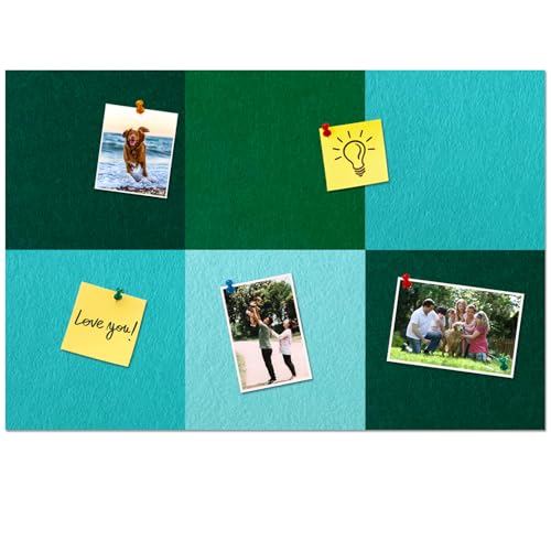 Square Felt Cork Bulletin Board Tiles, Self Adhesive DIY Felt Pin Board for Wall 30" x 20" with 35 Pushpins for Office School Home Wall Decor Stickers Memos Photos Display (Gradual Green) - color: E- Gradual Green, size: Square
