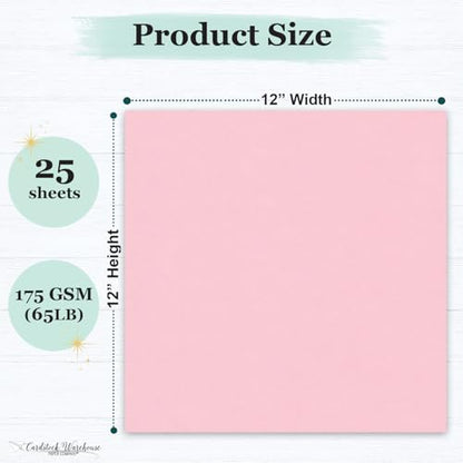 Cardstock Warehouse Pop-Tone Bubblegum Pink Cardstock Paper – 25 Sheets, 12 x 12" - 65 lb / 175 GSM Premium Pink Card Stock for Die-cutting, Crafts, Scrapbooking, Card Making and DIY Projects - color: Bubblegum Pink