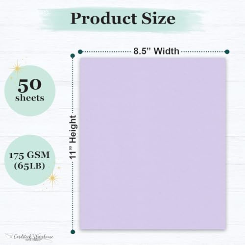 Cardstock Warehouse Pop-Tone Grapesicle Light Purple/Lavender Cardstock Paper – 50 Sheets, 8.5 x 11" - 65 lb / 175 GSM Premium Purple Card Stock for Die-cutting, Printing, Card Making & DIY Projects - color: Grapesicle Light Purple